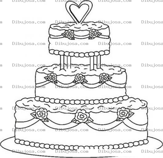 Dibujo para colorear Pastel De 3 Niveles Dibujo De Pastel De Bodas Para Pintar Y Colorear Pastelon De 3pisos