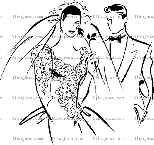 Dibujo para colorear Vestido De Novia Y Traje De Novio Para Pintar Y Colorear