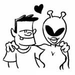 Dibujo para colorear Amor Extraterrestre Dibujo De Hombre Enamorado De Una Marciana Para Pintar Y Colorear El Amor Es Ciego
