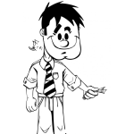 Dibujo para colorear 2 Billetes Dibujo De Un Hombre Con Dos Billetes Para Pintar Y Colorear