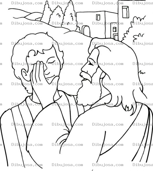 Dibujo para colorear Dibujo De JESUS Sanando Al Ciego Para Pintar Y Colorear Milagros De Jesus