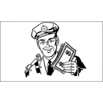 Dibujo para colorear Dibujo De Policia Feliz Recibiendo El Dinero de Su Salario Para Pintar Y Colorear