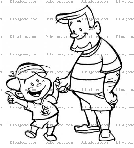 Dibujo para colorear Papa E Hijo Dibujo De Hijo Pidiendole A Su Papa Ir A Comprar Helados Para Pintar Y Colorear