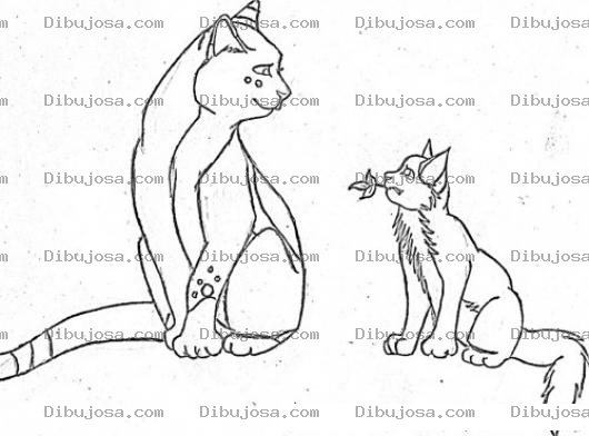 Dibujo para colorear Dibujo De Un Gatito Enamorado De Una Gata Mayor Que El Para Pintar Y Colorear