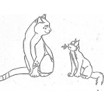 Dibujo para colorear Dibujo De Un Gatito Enamorado De Una Gata Mayor Que El Para Pintar Y Colorear