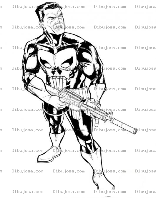 Dibujo para colorear Dibujo Del Castigador Punisher Para Pintar Y Colorear