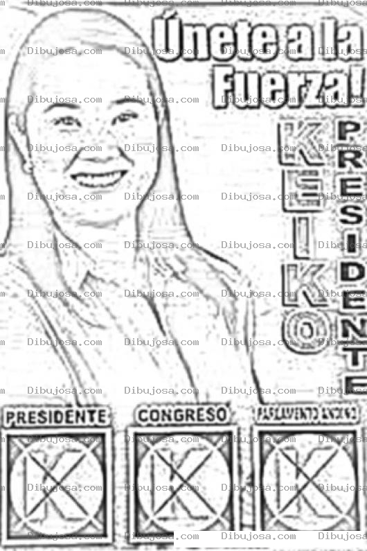 Dibujo para colorear Fuerzakeiko Dibujo De Keiko La Hija De Fujimori Candidata A Presidenta De Peru Para Colorear Fuerza Keiko