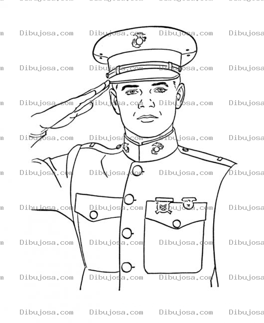 Dibujo para colorear Saludo Militar Dibujo De Joven Cadete Capitan De Marina Para Pintar Y Colorear Soldado Naval Alferes