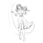 Dibujo para colorear Dibujo De Chica Bailando En Vestido Para Pintar Y Colorear