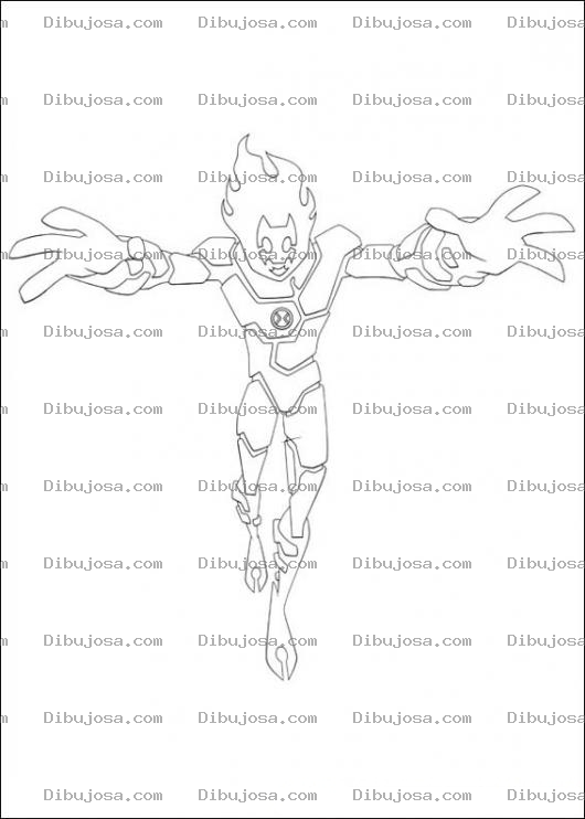 Dibujo para colorear Colorear al moustruo de Fuego de Ben10