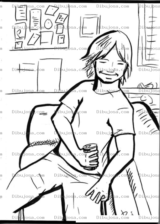 Dibujo para colorear Cocacola En Lata Dibujo De Chico Tomando Una Coca Cola En Lata Sentado En Un Sofa Para Pintar Y Colorear