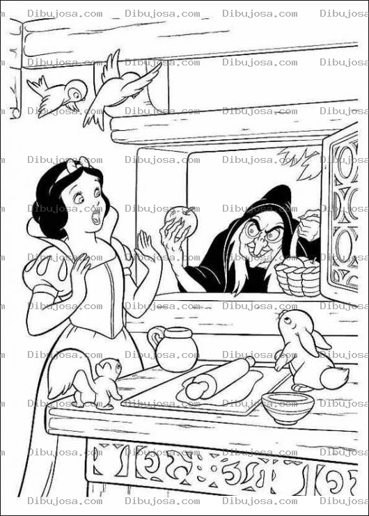 Dibujo para colorear Blancanieves y la Bruja