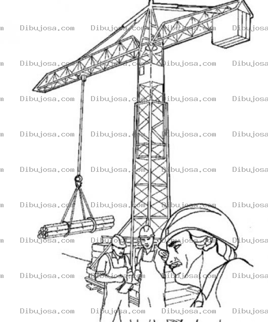 Dibujo para colorear Gruas De Construcciones Dibujo De Trabajadores De La Construccion Con Una Grua Para Construir Edificios Para Pintar Y Colorear Grua Constructora