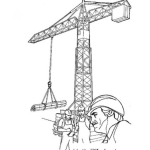 Dibujo para colorear Gruas De Construcciones Dibujo De Trabajadores De La Construccion Con Una Grua Para Construir Edificios Para Pintar Y Colorear Grua Constructora