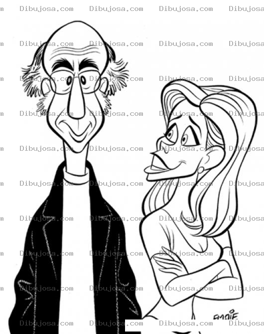 Dibujo para colorear Viejo Pero Atractivo Dibujo De Un Hombre Maduro Con Una Mujer Enamorada De El Para Pintar Y Colorear