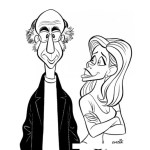 Dibujo para colorear Viejo Pero Atractivo Dibujo De Un Hombre Maduro Con Una Mujer Enamorada De El Para Pintar Y Colorear