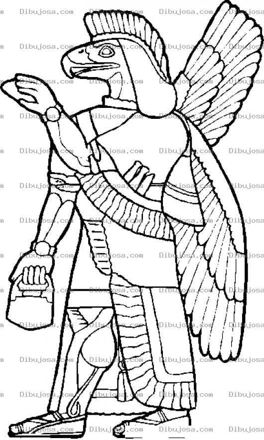 Dibujo para colorear Dibujo De Hombre Aguila Para Pintar Y Colorear Geroglifico De Aguila