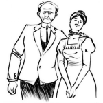 Dibujo para colorear Marido Y Mujer Dibujo De Un Esposo Viejito Y Esposa Jovencita Para Pintar Y Colorear Al Viejo Y La Joven
