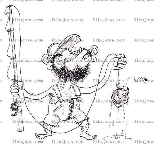 Dibujo para colorear Pescando Popo Dibujo De Pescador Con Una Plasta De Estiercol Para Pintar Y Colorear heces fecales