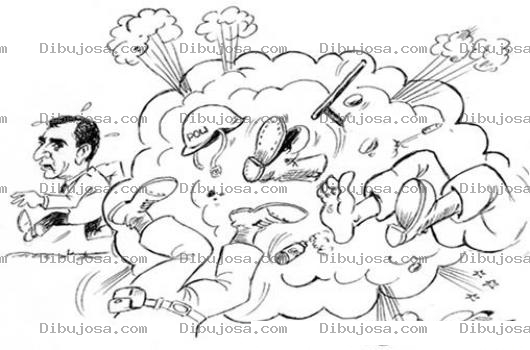 Dibujo para colorear Nube De Golpes Dibujo De Paliza De Policias En Una Amontonazon Para Pintar Y Colorear Pelea Buruca Y Pleito Callejero