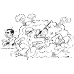 Dibujo para colorear Nube De Golpes Dibujo De Paliza De Policias En Una Amontonazon Para Pintar Y Colorear Pelea Buruca Y Pleito Callejero