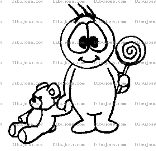 Dibujo para colorear Dibujo De Nino Con Osito De Pelcuhe Y Paleta Para Pintar Y Colorear