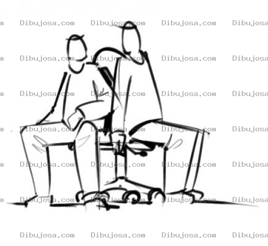 Dibujo para colorear 2 Chicos 1 Silla Dibujo De Dos Hombres Sentados En Una Misma Silla Para Pintar Y Colorear