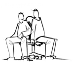 Dibujo para colorear 2 Chicos 1 Silla Dibujo De Dos Hombres Sentados En Una Misma Silla Para Pintar Y Colorear