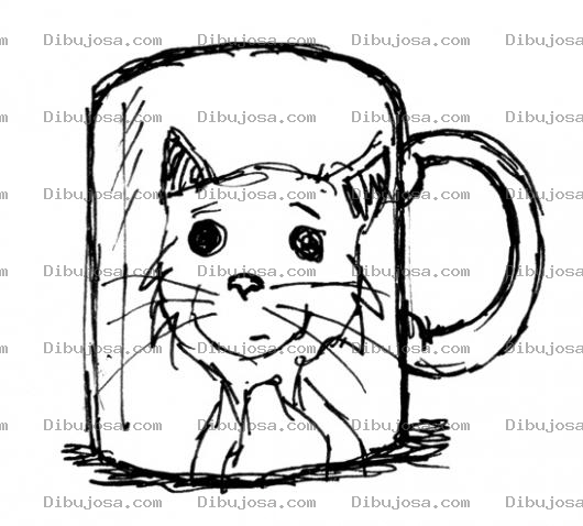 Dibujo para colorear Taza Da Gato Para Pintar Y Colorear Una Taza Con Un Dibujo De Gatito