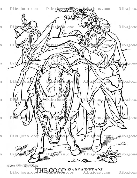 Dibujo para colorear pintar dibujo del buen samaritano
