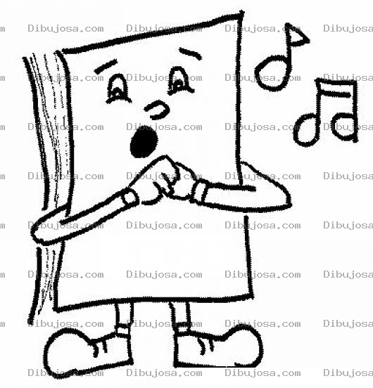 Dibujo para colorear Himnario Cristiano Dibujo De Libro Cantando Melodias Para Pintar Y Colorear librito con notas musicales