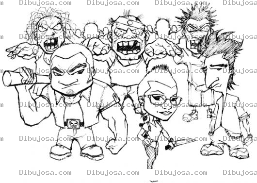 Dibujo para colorear Zombies Dibujo De Chicos Perseguidos Por Zombis Para Pintar Y Colorear Sombis Somvis Zombis Zomvis