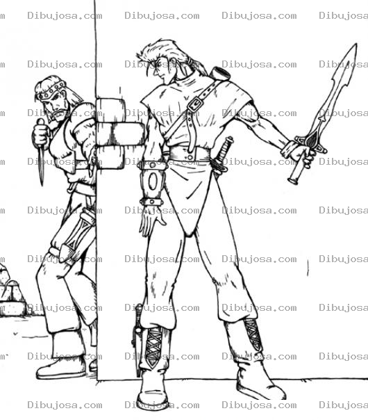 Dibujo para colorear Dibujo De Duelo En Una Esquina Para Pintar Y Colorear