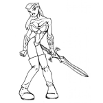 Dibujo para colorear Dibujo De Guerrera Con Espada Para Pintar Y Colorear