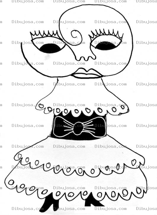 Dibujo para colorear Dibujo De Mujer Con Vestido Sin Pelo Y Sin Brazos Para Pintar Y Colorear