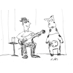 Dibujo para colorear Dibujo De Guitarrista Cantandole A Una Vaca Para Pintar Y Colorear