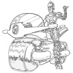 Dibujo para colorear Moto Del Futuro Para Pintar Y Colorear Evolucion De Las Motocicletas Prototipo De Moto De Llantas Anchas