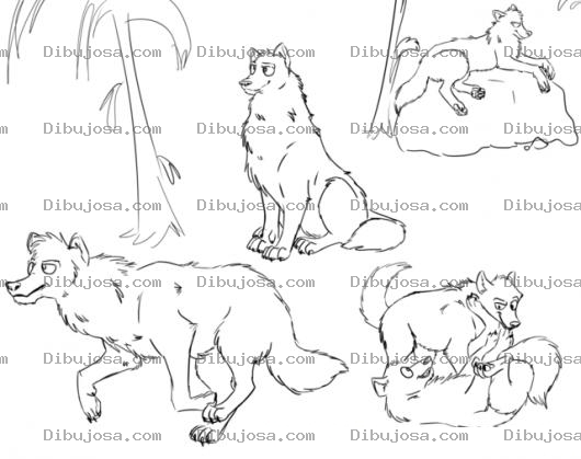 Dibujo para colorear Jauria De Lobos Para Pintar Y Colorear