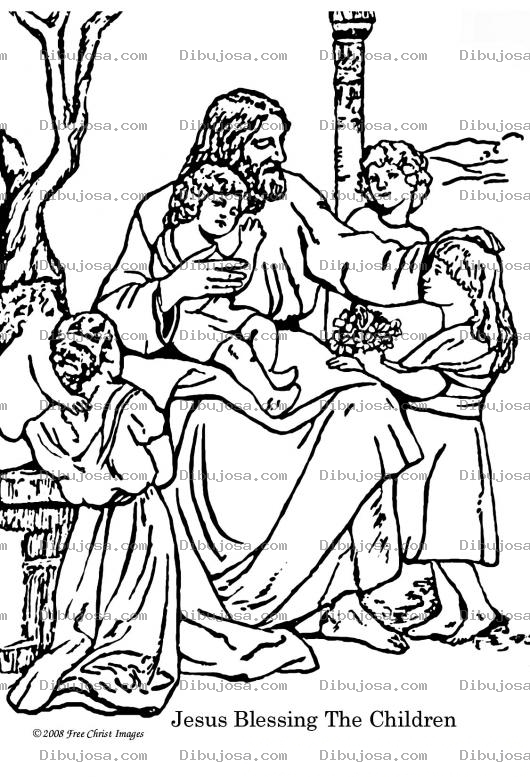 Dibujo para colorear pintar dibujo de Jesus con los ninos