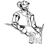 Dibujo para colorear Dibujo De Un Hombre Zurdo Escribiendo Con Una Pluma En Un Cuaderno Para Pintar Y Colorear
