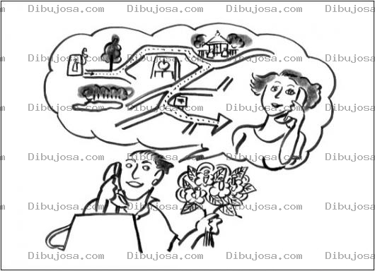 Dibujo para colorear Indicaciones Por Telefono Dibujo De Un Hombre Dando Indicaciones De Una Direccion Por Telefono A Su Novia Para Pintar Y Colorear