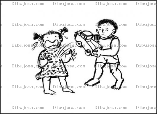 Dibujo para colorear Egoismo Dibujo De Nino Egoista Quitandole Su Carro De Juguete A Una Nina Para Pintar Y Colorear