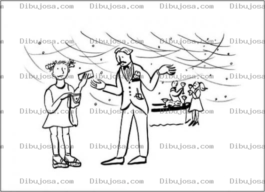 Dibujo para colorear Dibujo De Chica Pidiendo Dinero A Su Papa En Una Fiesta Para Pintar Y Colorear