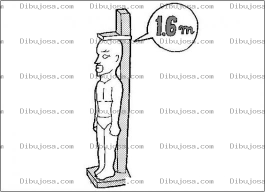 Dibujo para colorear Dibujo De Hombre Bajito Y Chaparrito Midiendo Su Altura Para Pintar Y Colorear