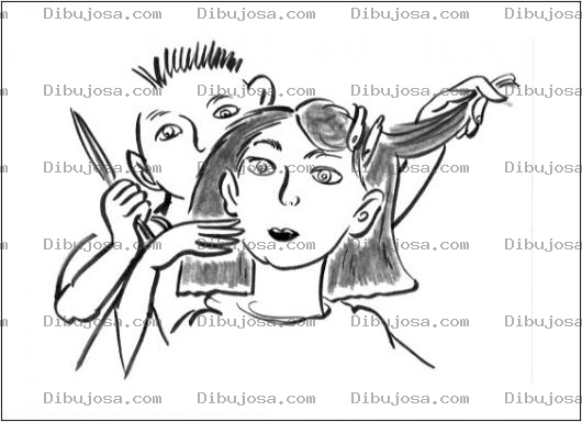 Dibujo para colorear Salon De Belleza Y Peluqueria Para Damas Dibujo De Peluquero Y Estilista Cortandole El Pelo Con Tijera A Una Mujer Para Pintar Y Colorear