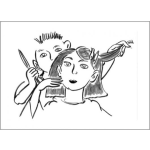 Dibujo para colorear Salon De Belleza Y Peluqueria Para Damas Dibujo De Peluquero Y Estilista Cortandole El Pelo Con Tijera A Una Mujer Para Pintar Y Colorear
