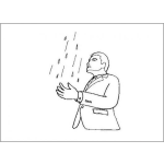 Dibujo para colorear Gotas De Lluvia Empezando A Llover Dibujo De Hombre Sintiendo La Lluvia En Su Mano Para Colorear