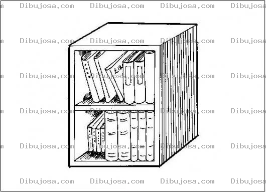 Dibujo para colorear Librera Y Estante De Libros Dibujo De Mini Librerita Para Pintar Y Colorear