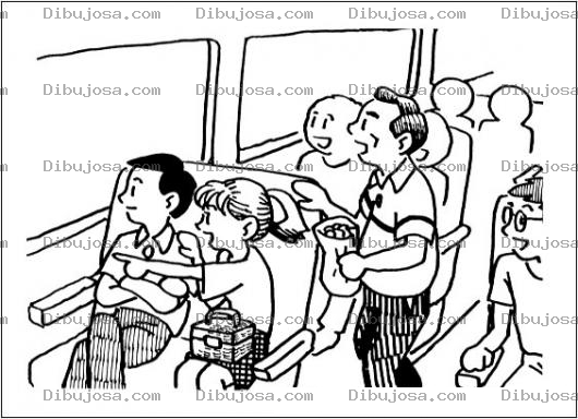 Dibujo para colorear Excursiones Dibujo De Una Excursion Escolar En Un Bus Para Pintar Y Colorear