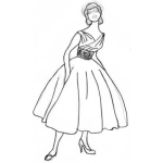 Dibujo para colorear Dibujo De Mujer Con Vestido Largo Y Abombado Para Pintar Y Colorear